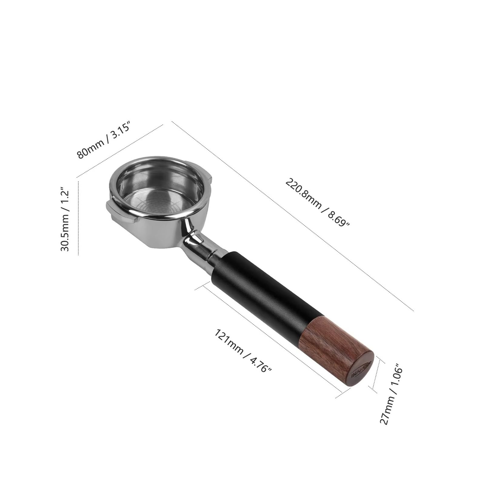 Mango For Máquina De Café, Compatible Con IKAPE, Portafiltro Sin Fondo Calado, Mango De Café Expreso De Nogal, 54/58mm(58mm E61 Black)
