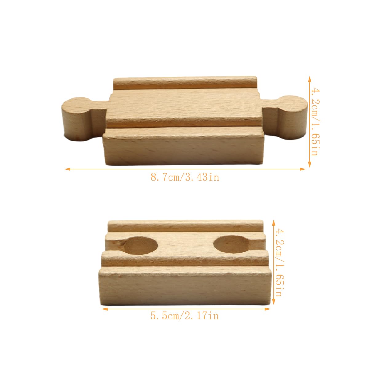 Set di 8 accessori per binari dritti in legno per trenino Thomas con 4 binari dritti doppi concavi e 4 binari doppi convessi