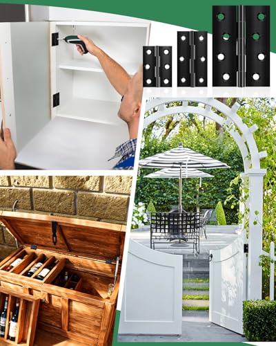 JatilEr 8 Stück Scharniere Klappbar 68mm × 38mm, Scharnier Schwarz Edelstahl Schanier Klein Schaniere Scharnierband mit 48 Stück Schrauben, Leicht Türscharnier für Türen Fenster Schränke