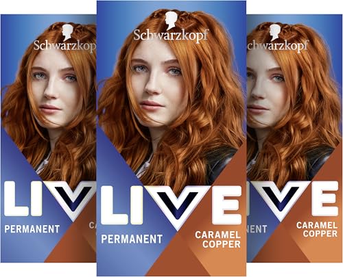 Schwarzkopf LIVE Intense Colour Haarfarbe 077 Caramel Copper (3 x 142 5 ml) dauerhafte Coloration mit farbintensivierendem Serum permanente Haarfarbe für perfekte Grauhaarabdeckung