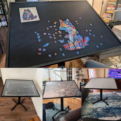1500 Piece Jigsaw Puzzle Table with Legs, with 4 Trays and Puzzle Cover, 28"x35"Adjustable Puzzle Tables for Adults, 5-Tilting-Angle Large Wooden Jigsaw Puzzle Board, Birthday Gift for Mom and Kids