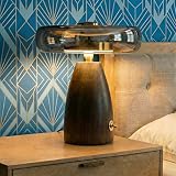 SEHNLICH Aesthetic Table Lamp for Living Room, Bedroom, Bedside, Nightstand Lamp with Wood Base, Stained Glass Shade, 3 Color Temperature, Vintage Retro Mushroom Mid Century Modern Lamp, Desk Decor