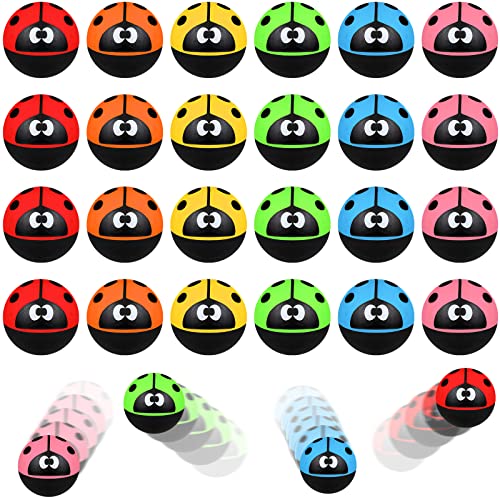 24 Pcs Ladybug Bouncy Balls Ladybug Party Favors Small 32 Mm/ 1.3 Inch Rubber 6 Colors Anxiety Fidget Sensory Bouncing Balls for Kid Carnival Prizes Birthday Gift Bag Filling