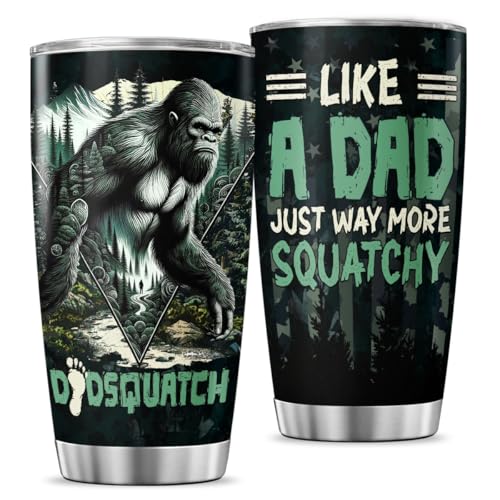 JENOIS Funny Dad Gift 20oz, Like a Dad Just More Squatchy Tumbler, Stainless Steel Insulated Travel Mug, Birthday Christmas Fathers Day Present for Men, Husband, Stepdad