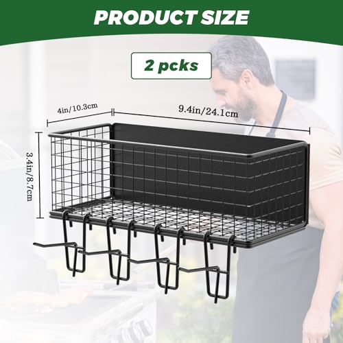 Image of 2 Set Magnetic Storage Bin for Traeger Grills, Shelf for Outdoor Smoker, Suit for Traeger Ironwood 885, Pro Series 34, Pro Series 22, Pro D2 575, Pro 780, Ironwood 650, Pit boss