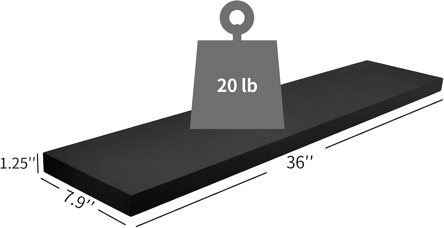 WELLAND Simons Floating Wall Shelf Ledge Shelves, 36-Inch, Black