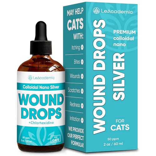 Cat Wound Care in Drops | Cat Cone May Be Beneficial Here | Nano Silver + Chlorhexidine in the Composition to Care the Skin with Bites, Scratches, Redness, Irritation, and Sutures After Surgery | 2 Oz