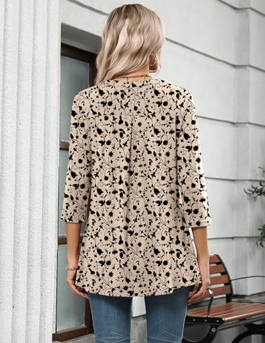 Image of Zeagoo Womens 3 /4 Length Sleeve Tops V Neck Tunic Dressy Casual Blouse