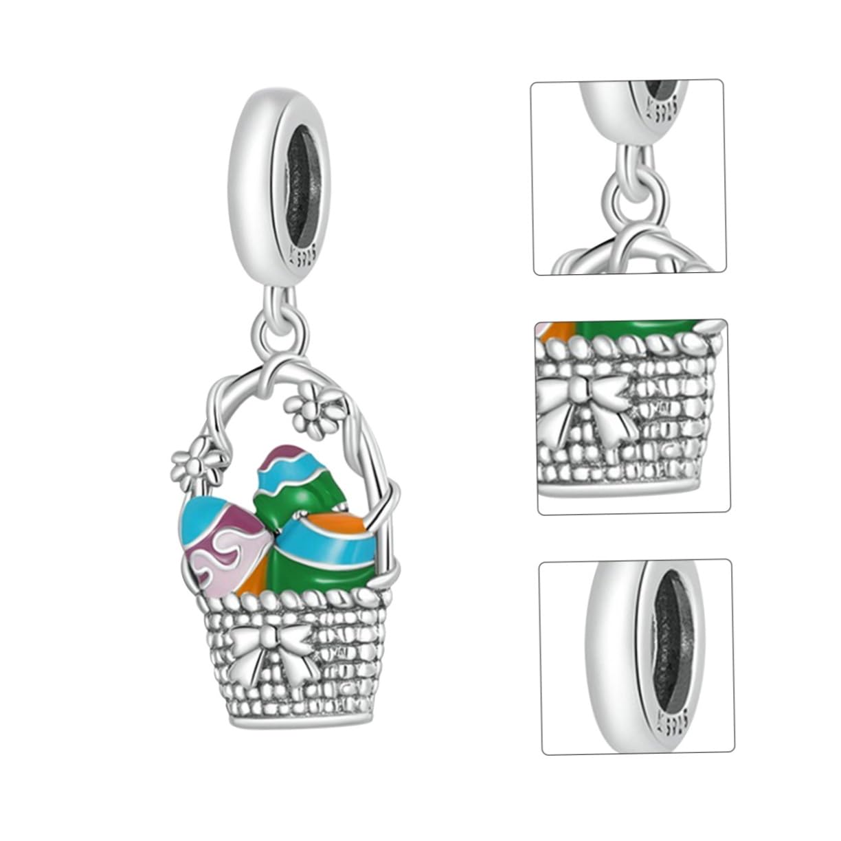 NUOBESTY Braccialetto Con Ciondolo A Forma Di Cestino Di Pasqua in Argento S925 Per La Creazione Di Gioielli Accessorio Decorativo Con Cerniera