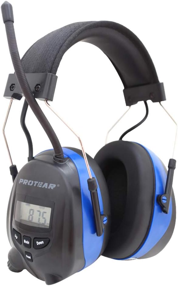 Ear Defenders with Bluetooth & Radio FM/AM, Built-in Rechargeable Lithium Battery,Safety Earmuffs Hearing Protection for Workshop,Garden/Mowing,Tractors, CE Certified SNR 30dB