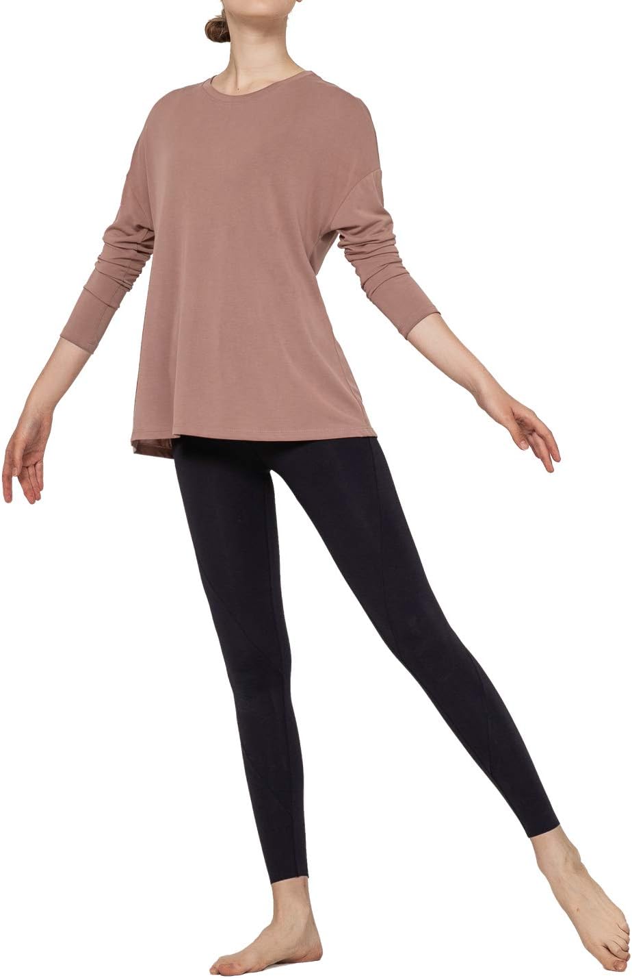 Women's Casual Long Sleeve Yoga Cover Up Tops Workout Exercise Shirts with Self-Tie Knotted Hem on Back