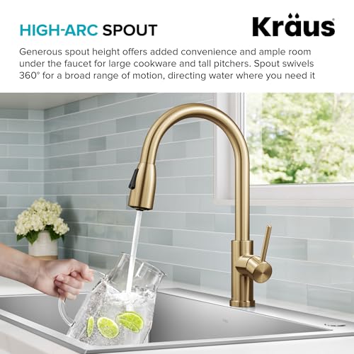 KRAUS Coda 2-Function Single Handle Pull Down Kitchen Faucet in Spot-Free Brushed Brass, KPF-1626BB - image 9