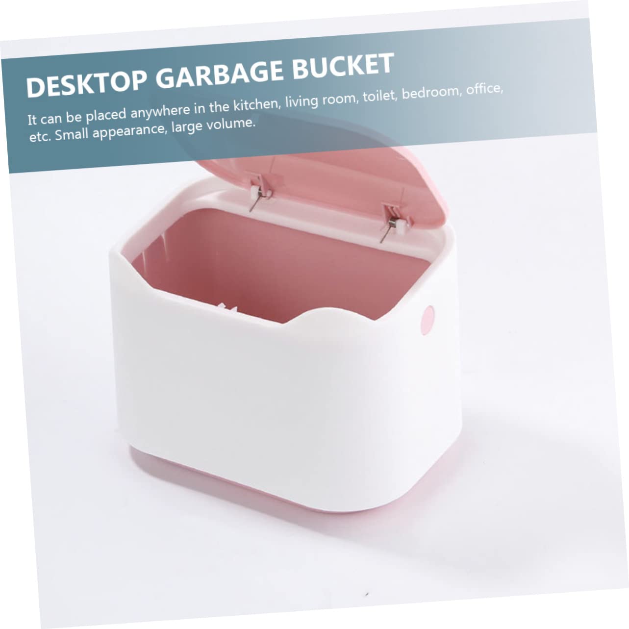 Mini Desktop Garbage Can Press-Down Type Trash Container Lid Plastic Waste Bucket for Home Office Kitchen