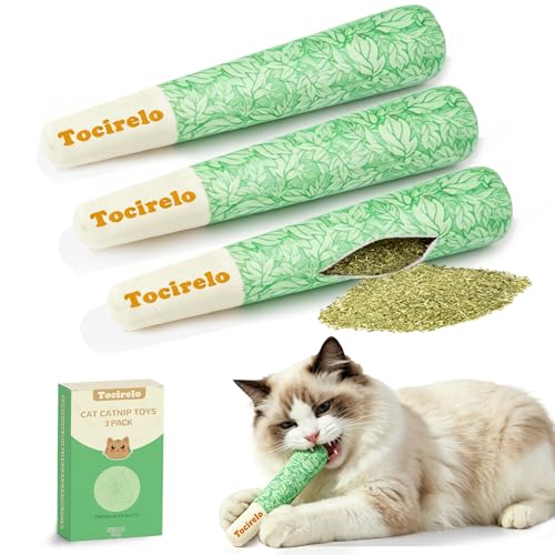 Tocirelo Cat Toys with 45000mg A+Organic Catnip & Silvervine - Soft Plush Cat Chew Toys 3pack Safe Kitten Teething Kicker Nip Toys for Indoor Cats Makes Bored Cats Crazy with Interactive Fun