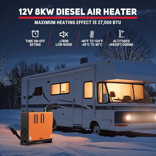 Diesel Heater, 8KW 12V Diesel Air Heater with 5L/1.3Gal Fuel Tank, All in One with Remote Control and LCD, Portable Diesel Air Heater for Car RV Truck Tent Garage Camper by BreAro - Image 4