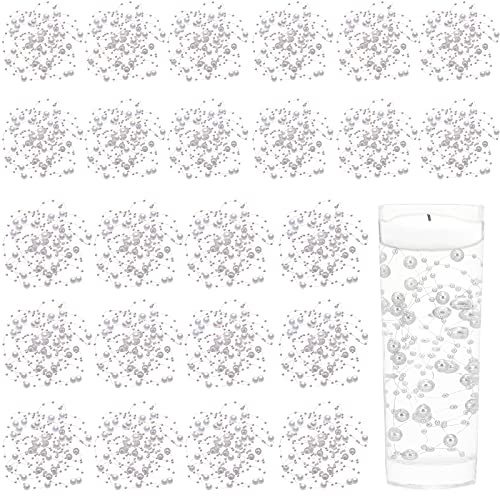 Tondiamo 24 Pcs Artificial Pearl String for Floating Candle Faux Pearls Beads String Garland Centerpiece Decoration for Vases Filler Wedding Spring Holiday Party Decor(White)
