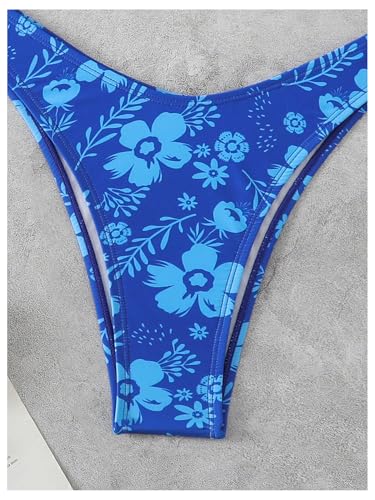 MakeMeChic Women's Floral Bikini Sets Strapless Bandeau Ring Metal Ruched Bathing Suit 2 Piece Swimsuits4