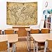 Old World Map Tapestry, Vintage Geographical Distribution Wall Hanging, Brown Historical Atlas Educational Poster for Wall Classroom Bedroom Living Room Office 60x40 Inch