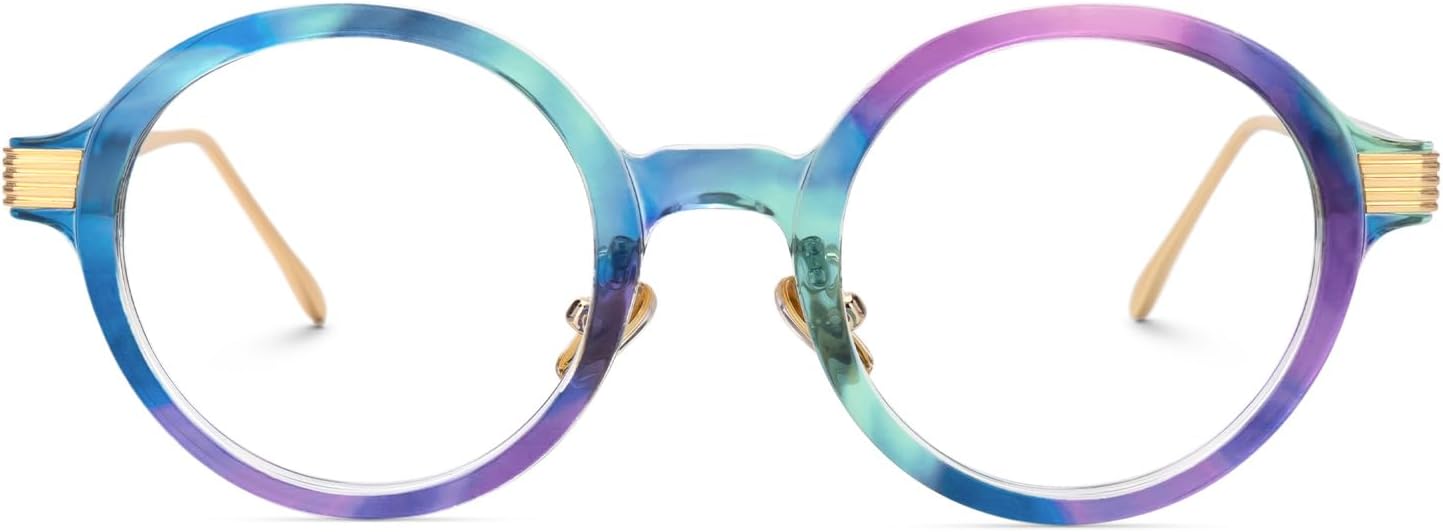VOOGLAM Round Blue Light Glasses for Women Anti Eyestrain Dry Eyes UV Computer Phone TV Eyewear Dylan