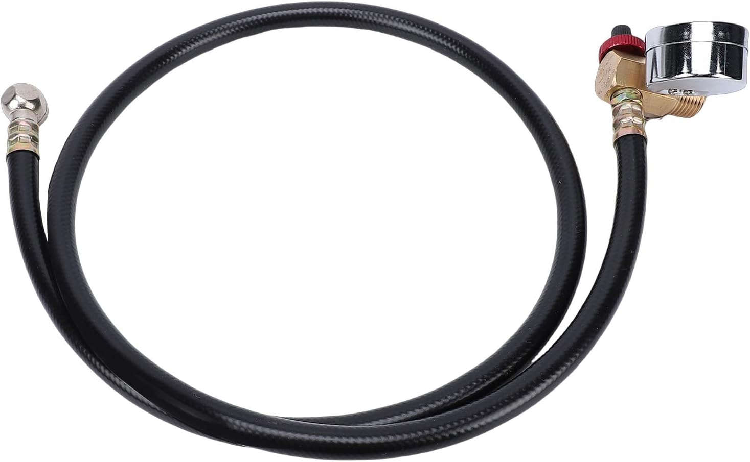 Air Tank Repair Kit, Aluminum Knob with Pressure Gauge 0-200 PSI 1.4 MPA and Brass Hose, with Safety Valve, for RV Trailer Camping Vehicle