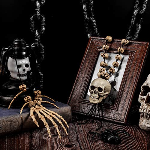 Hicarer 4 Pieces Halloween Skull Skeleton Hand Bone Necklace Skull Pendant Necklace Skeleton Head Hand Bone Charm Cosplay Fancy Party Halloween Jewelry Costume Fancy Dress for Women Men2