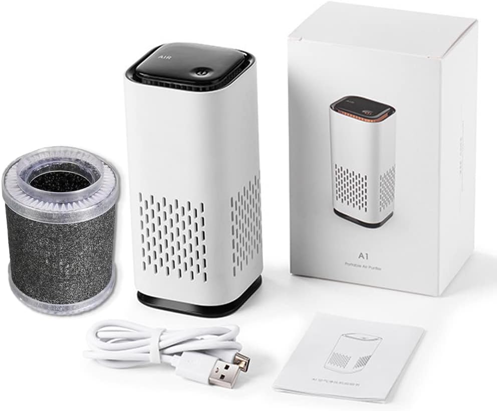 Homarket Air Purifier and Humidifier, Home and Car Air Purifier, Negative Ion Filter, Activated Carbon Adsorption, Low Noise with Night Light Mode, Desktop Air Purifier