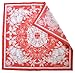 Flower Bloom Bandana, Bright Red, Hand Printed Handkerchief, 100% Cotton, Hair Scarf, 22