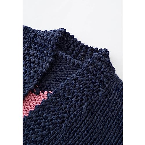 Image of CHICWISH Women's Navy Key to My Heart Hand Knit Chunky Cardigan