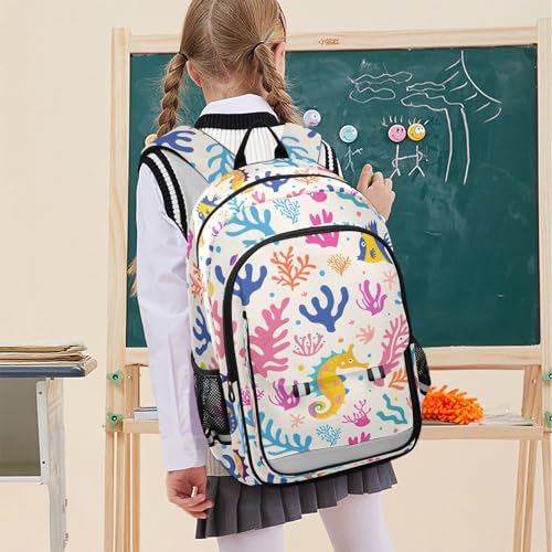 Sac à dos coloré hippocampes pour ordinateur et école - 4
