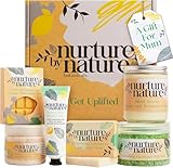 NURTURE BY NATURE Spa Gift Set – 6 Piece Uplifting Pamper Gift Set for Women with Soap, Body Scrub, Hand Cream & Candle – Vegan - Valentines Gifts for Her, Mothers Day Gifts, Self Care Birthday Gift