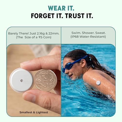 Image of LinX CGM Smart Continous Glucose Monitoring I Real time Sugar Tracking I Bluetooth Enabled | 15-Day Sensor Life | IP68 | Easy one click use I Enhance your lifestyle & optimise diet | Pack of 2