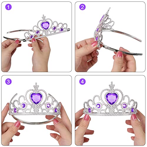 Vicloon Elsa Princess Tiara, Tiara Crown and Fairy Wand Elsa Dress Up Accessories Set for Party Cosplay - Purple - Image 3