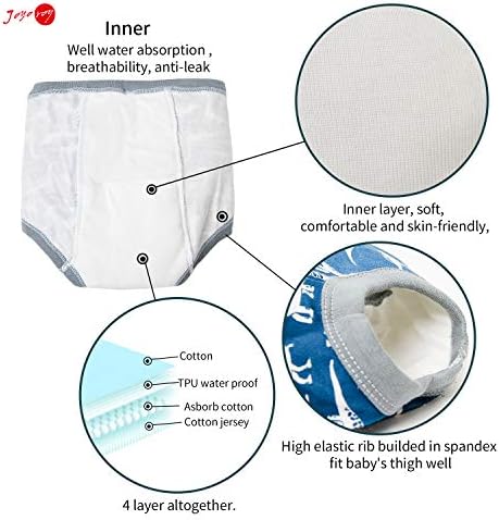 Joyo roy Potty Training Underwear for Toddlers Boys 6 Packs 100% Cotton Absorbent Baby Training Pants Reusable Layered Toddler Underwear Boy 3T Waterproof Pee Pants with Success Chart Stickers - 1