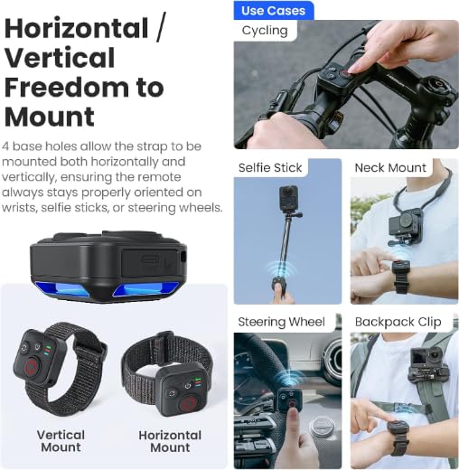 Image of Bluetooth Remote Control Compatiable for DJI Osmo Action 6 /Osmo Action 5 Pro /Action 4 /DJI OSM0 360 Cameras, Wireless 50M Remote Control Range Smart Action Accessories