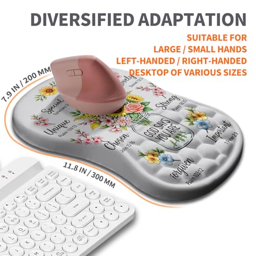 Image of Ergonomic Joint Wrist Support Mouse Pad with Memory Foam Cushion Massage Bump, Carpal Tunnel Pain Relief Mousepad Slope Design for Wrist Rest, 11.8x7.9 in, God Said