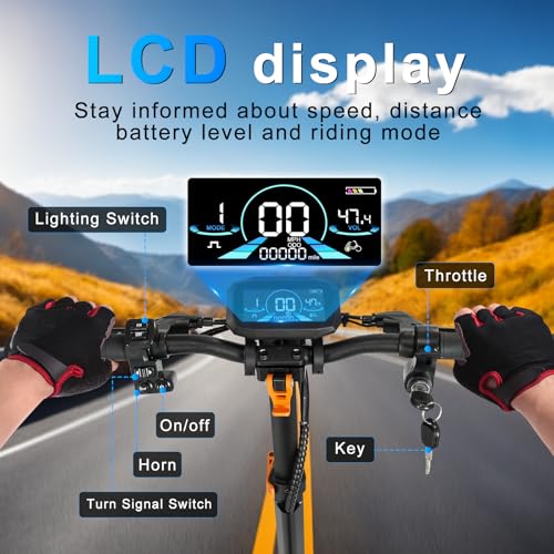 Image of Electric Scooter Adults 1600 /4000 /6000W Motor 50 Miles Long Range & 40 /45 /50 MPH Top Speed 10 inch Off Road Tire Folding E-Scooter 60V /48V 20.8AH Battery Kick Scooter with Detachable Seat for Commuter
