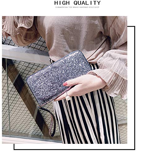 Andongnywell Glitter Wallet for Women Sparkly Zip Around Wallets Shiny Long Phone Clutch Purse with Card Slots3