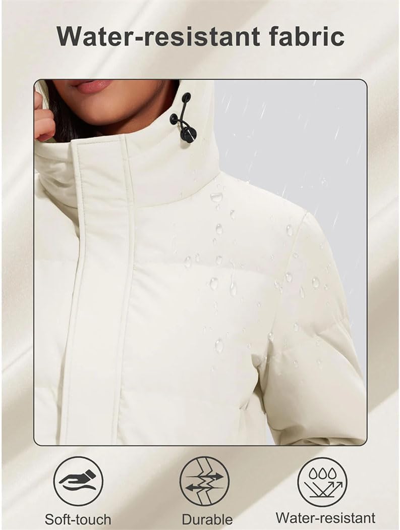 レディース 冬用 キルティング パフィー ダウンジャケット フード付き ウエスト フルジップ 防風 暖かい パーカー 旅行 通勤 カ