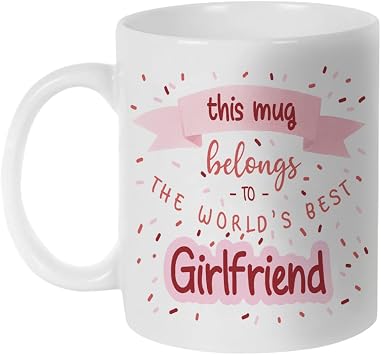 Fatbaby Worlds Best Girlfriend Coffee Mug - Cute Tea Cup for Women - Romantic Birthday Valentines Day Gift 11oz