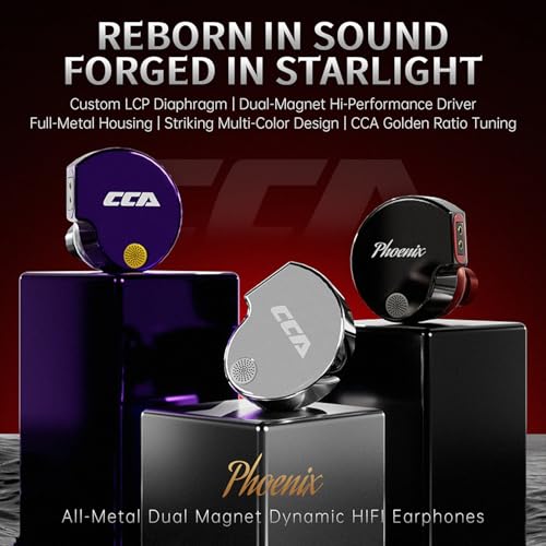 Image of CCA Phoenix in-Ear Monitor Headphones - Dual-Magnet Dynamic Driver IEM with HiFi Clear Sound & Deep Bass, Full-Metal Professional Gaming Earbuds for Musicians, Singers, and Audiophiles(USB C Plug)