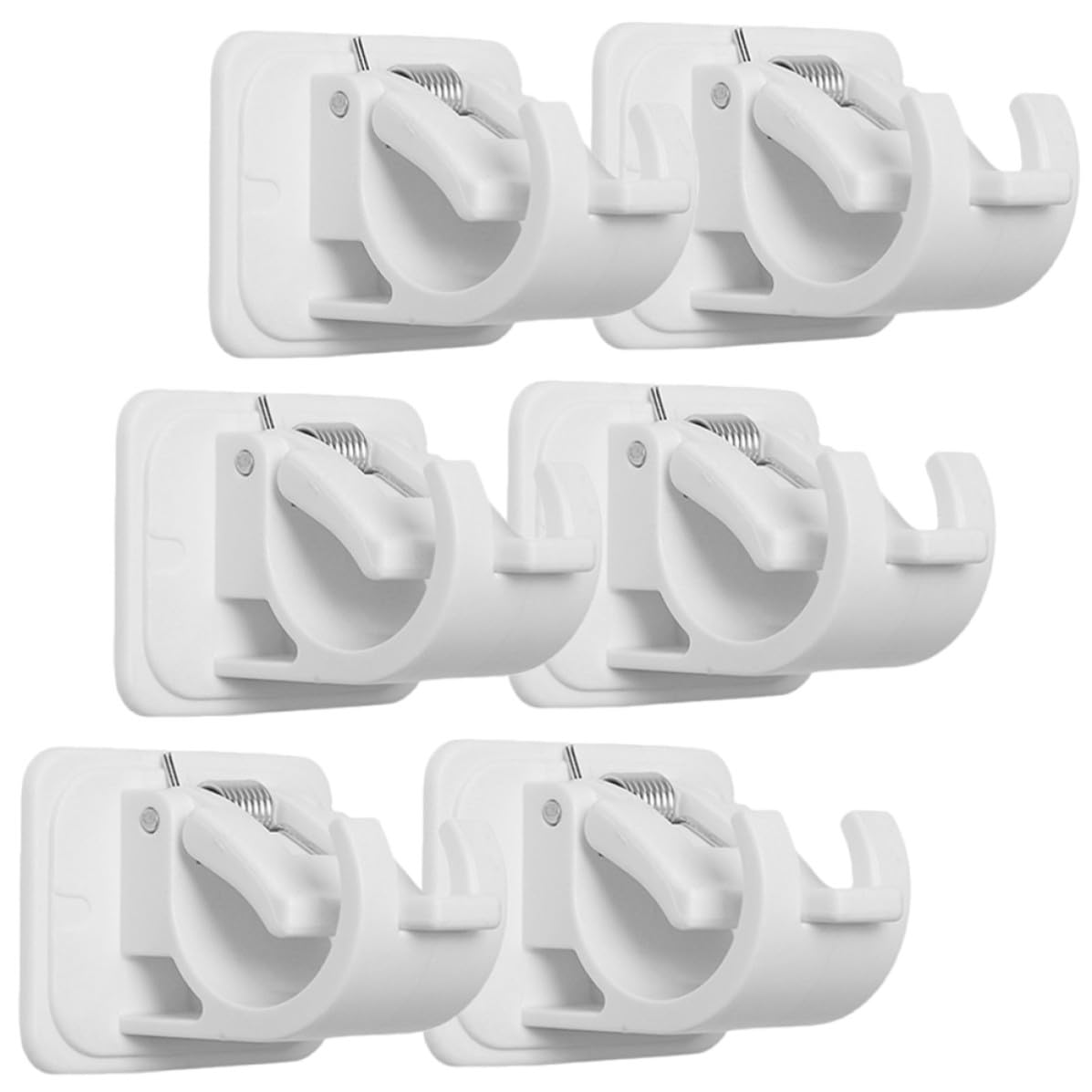 Generic Curtain Rod Brackets Stably Support No Drilling 6pcs White Abs Rod Holders Easy to Use for Bedroom and Dining Room