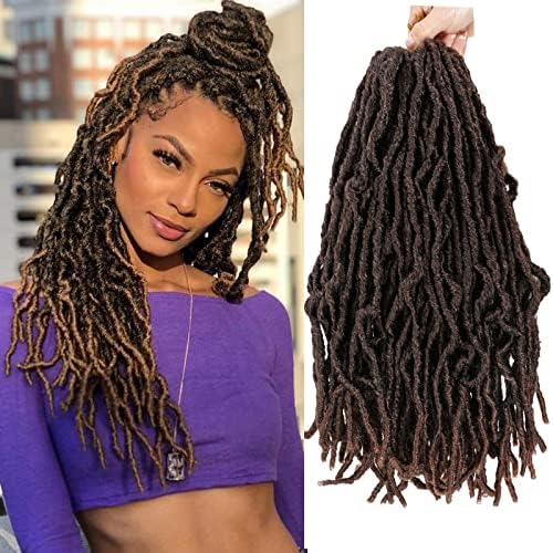 Ombre Faux Locs Crochet Hair 14 Inch 7 Packs New Soft Locs Crochet Hair Pre Looped Curly Wave Goddess Locs Crochet Hair for Black Women Crochet Braids Synthetic Hair Extensions/T30