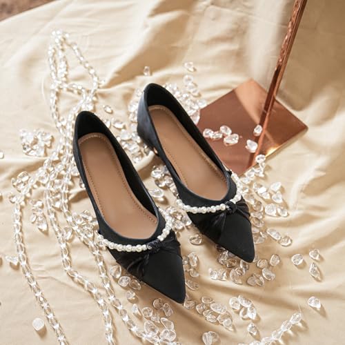 HROYL Women Low Block Heel Dress Shoes Work Office Comfort Pointed Toe Pumps with Crystal3