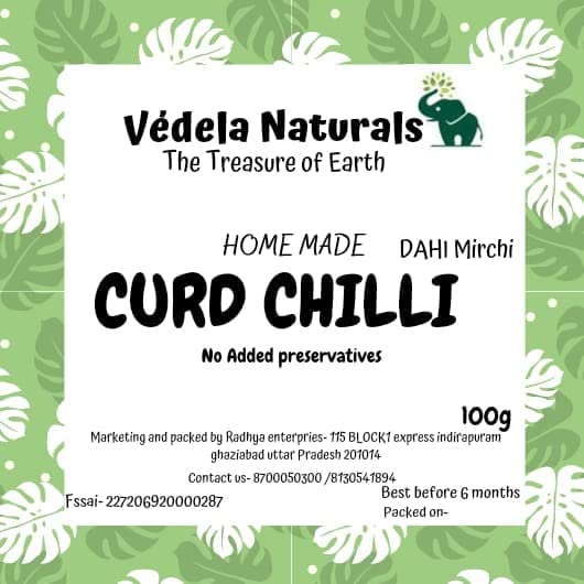 Image of Vedela Nautrals - Curd Chilli (100g) , Organic Curd Chillies Dry,Sun Dried, Dahi Mirchi, Curd Chilly Dry (More Milagai) , Curd Chillies, Curd Chilli , Vegetarian