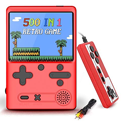 Retro Game Console,Handheld Video Game Console,Built-in 500 Classical FC Games Portable Gameboy Console,Mini Game Player Support for Connecting TV/Two Players,Present for Kids and Adult (Red)