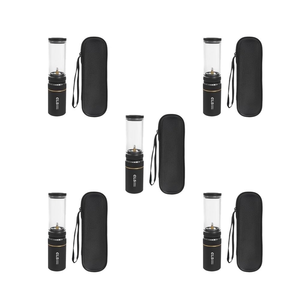 Set di 5 lampade per serbatoio di gas per esterni, illuminazione da campeggio, per escursioni, arrampicata, picnic, colore nero