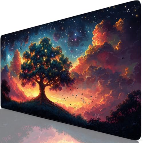Tapis de Souris XXL 120x60cm, Nuage Tapis de Souris Gaming, sous Main Bureau Gaming Paysage Mouse Pad avec Coutures sur Les Bords, Antidérapant Mouse Pad Accessoire Bureau pour Gamer, Maison Y8-266