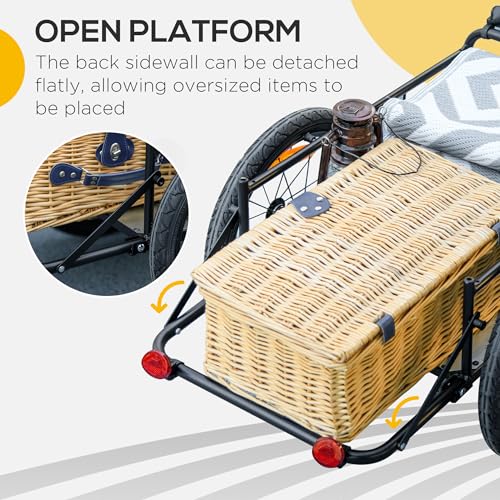 Image of Aosom Bike Cargo Trailer Removable Storage Box Bottom | Bicycle Trailer Wagon Cart, Quick Release 16 inch Wheels, Safe Reflectors