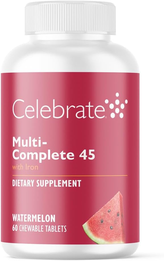 Celebrate Vitamins Multi-Complete Chewables, 45mg Iron – Daily Bariatric Multivitamin for Sleeve Gastrectomy and Gastric Bypass Surgery Patients – Essential Vitamins & Minerals - Melon (180 Tablets)