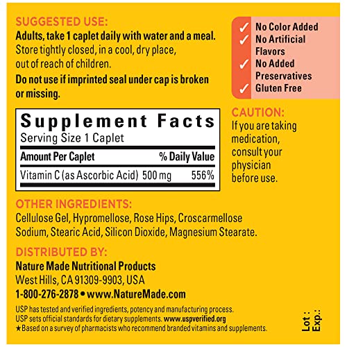 Nature Made 1259A Vitamin C 500 Mg With Rose Hips, Dietary Supplement thumb #4